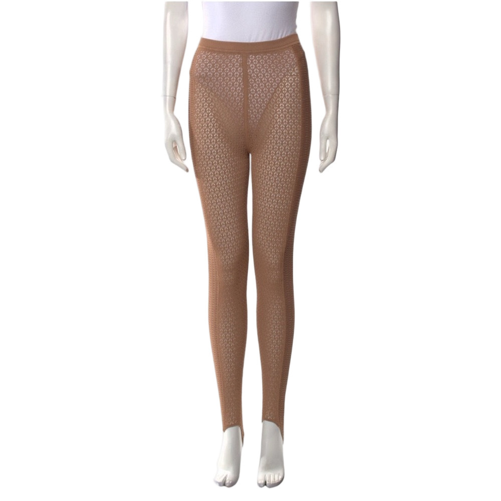KHAITE Tan Patterned Stirrup Leggings - S